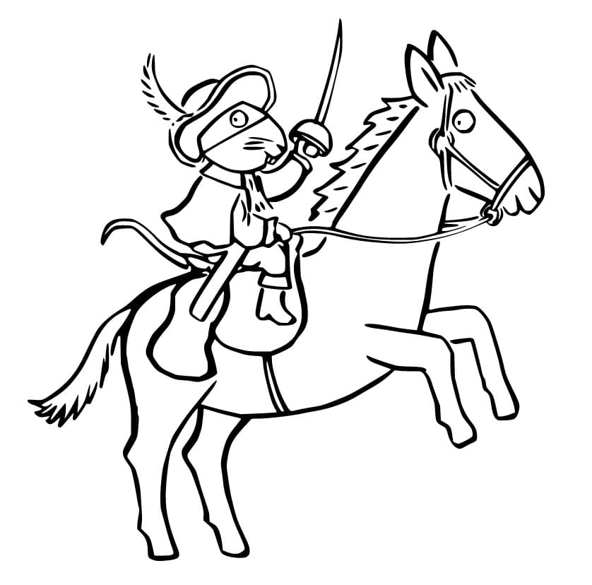 Online coloring book: Rat on horse coloring book